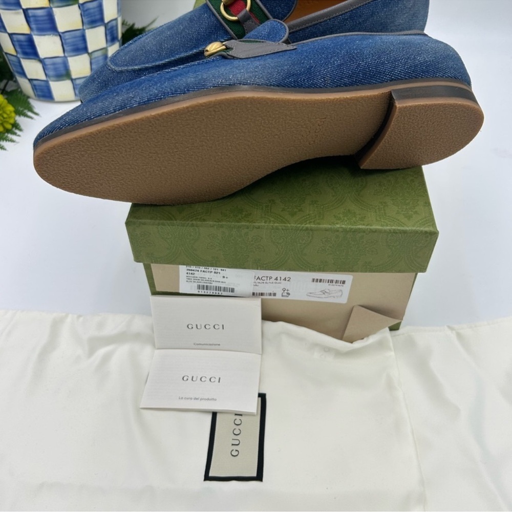 Men’s Gucci horse bit denim loafers size 9.5 fits 10.5 US made in Italy - Picture 5 of 9